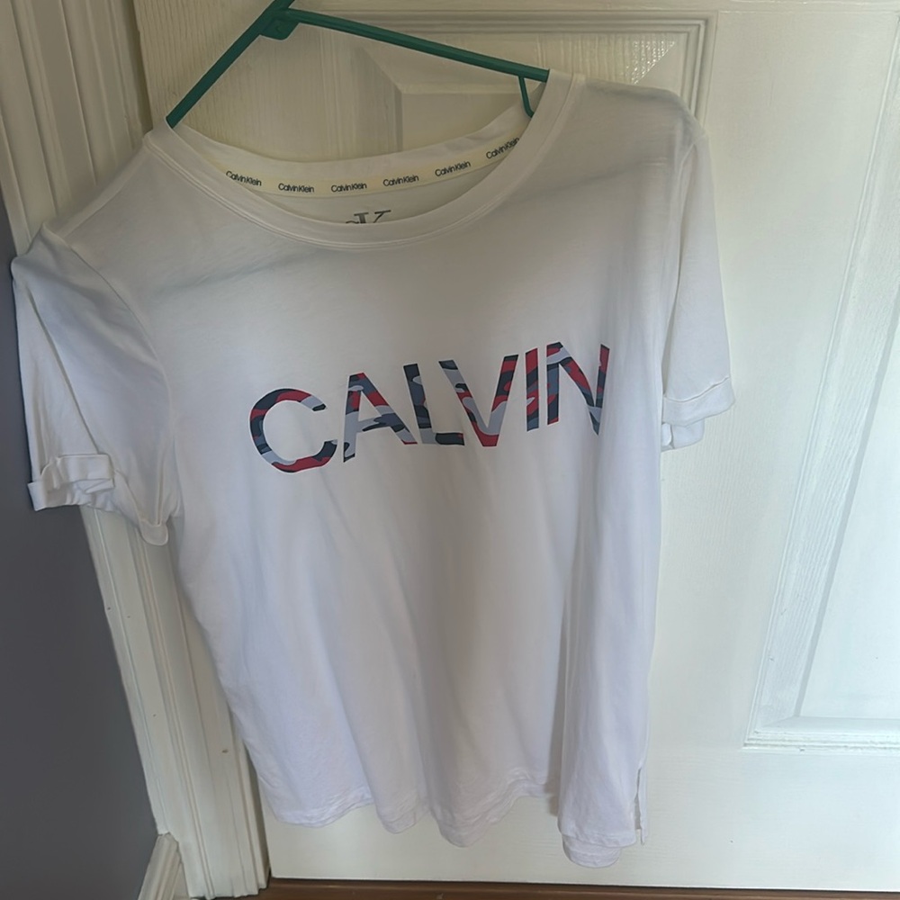 white calvin klein shirt